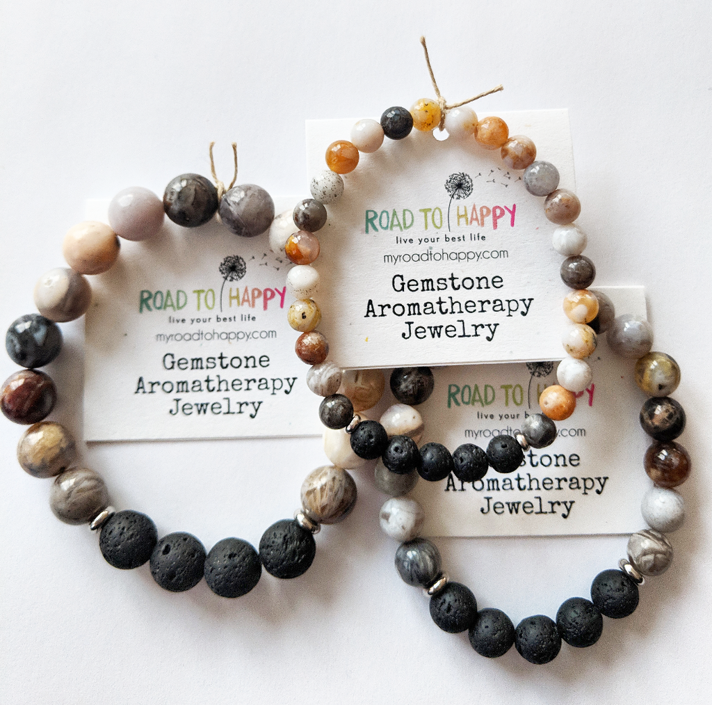 Aromatherapy Bracelet Bamboo Leaf Jasper Road to Happy