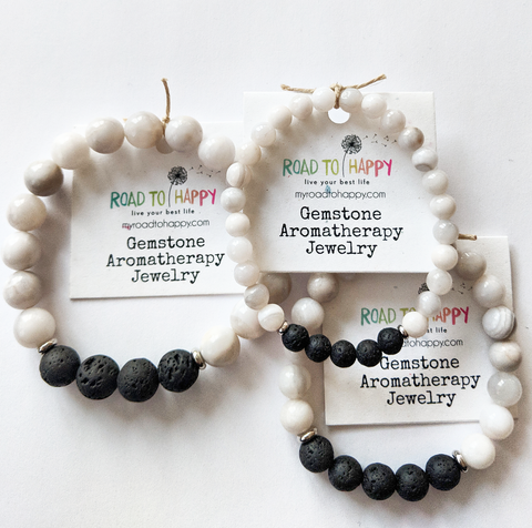 Aromatherapy Bracelet - Winter White Agate
